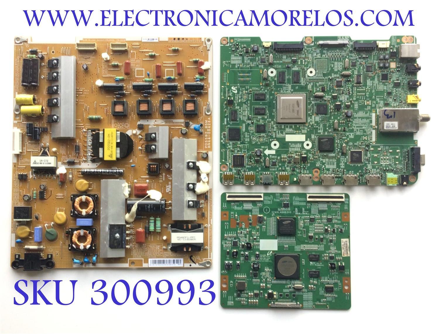 KIT DE TARJETAS PARA TV SAMSUNG / MAIN BN94-04355K / BN41-01622C / BN97-05202D / FUENTE BN44-00428A / PD55B2_BSM / BN4400428A / T-CON BN95-00501B / S240LABMB3V0.7 / BN97-05814B / PANEL LTJ550HQ09-J / MODELO UN55D7000LFXZA H303
